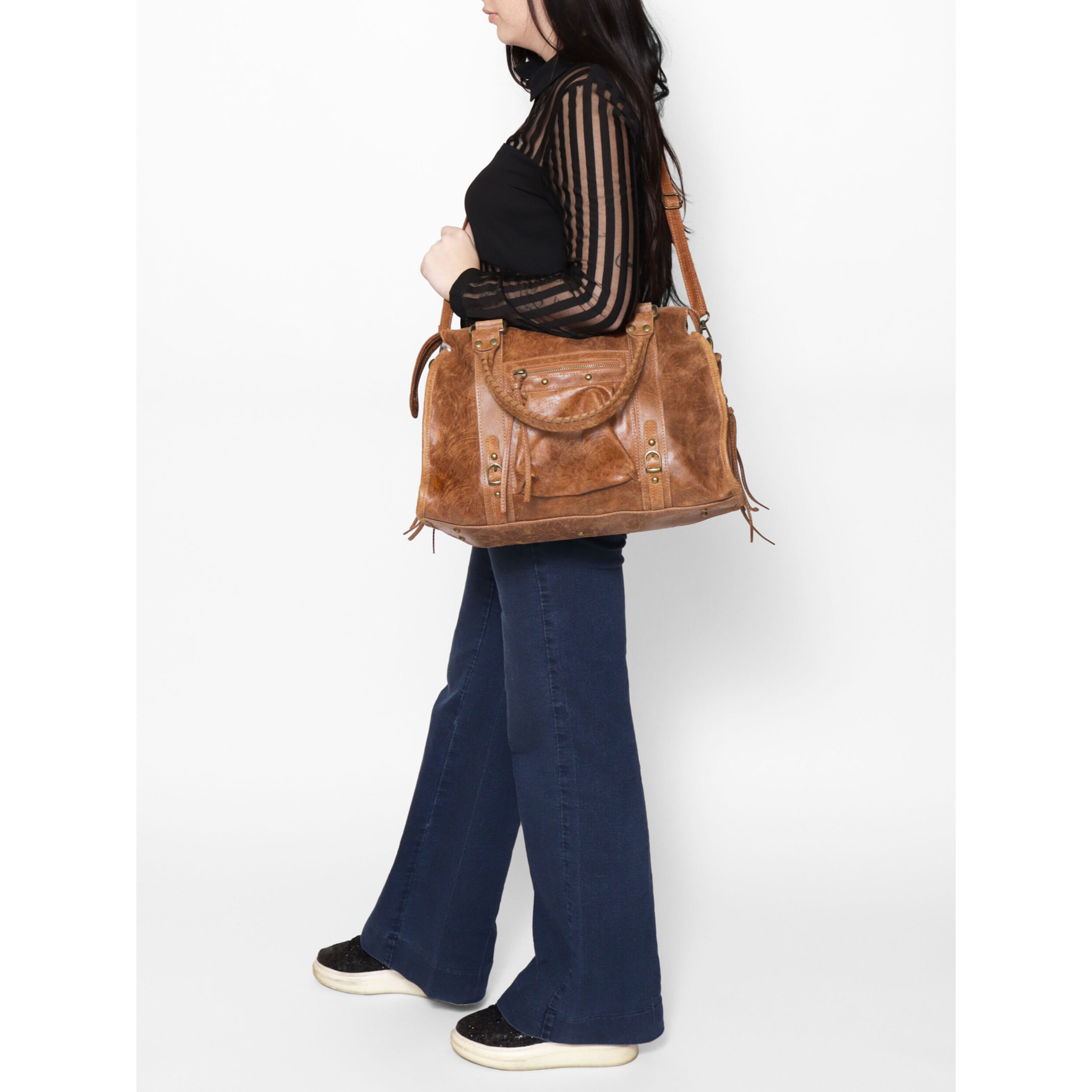 Borsa a spalla da donna - Modello Elara - Vera pelle - 41.0 x 28.0 x 13.0 cm