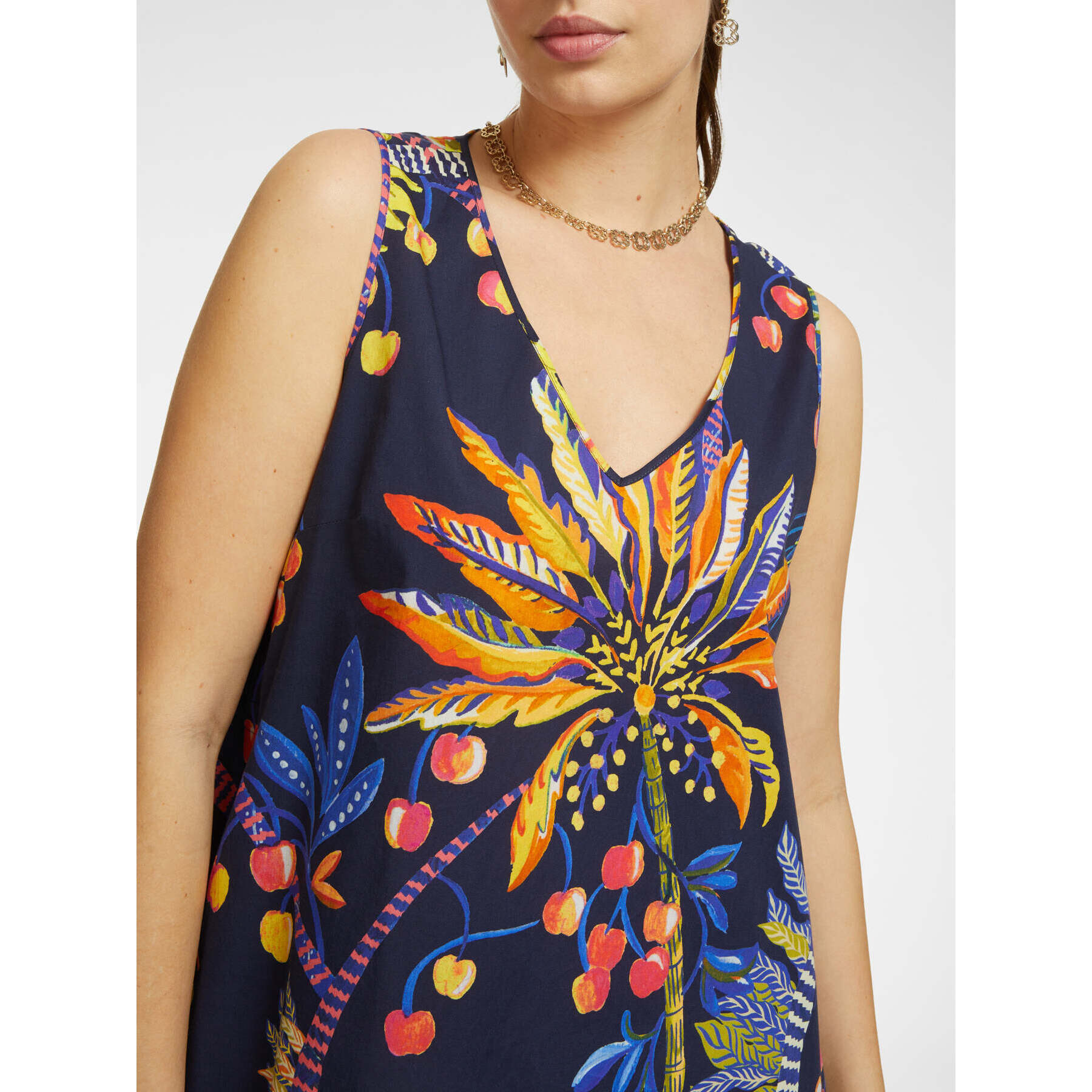 Elena Mirò - Vestido estampado de algodón elástico - Azul