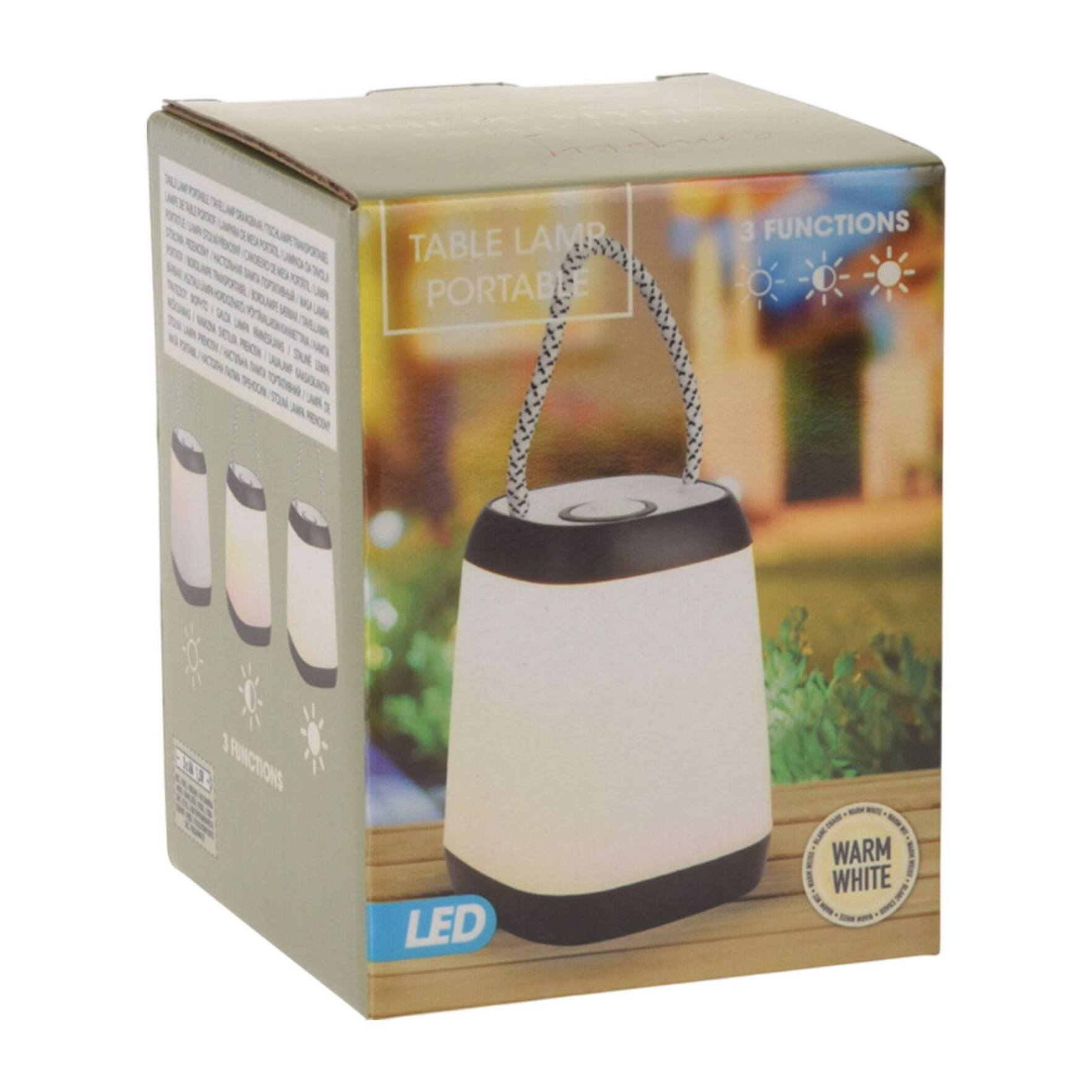 Well Home Lámpara de Sobremesa Portátil LED con Cuerda - 3 Funciones en Luz Amarilla Cálida 9x9x12cm