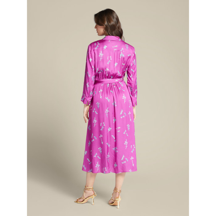 Elena Mirò - Vestido camisero estampado de viscosa ECOVERO™ - Fuchsia
