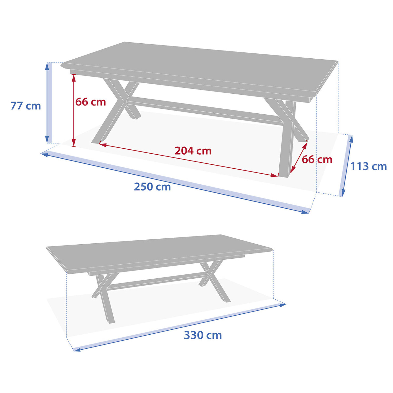 Table de jardin extensible "Axiome" effet bois lin & argile 12 places en aluminium