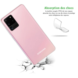 Coque Samsung Galaxy S20 Ultra 5G Antichoc Silicone + 2 Vitres en verre trempé Protection écran ultra résistant