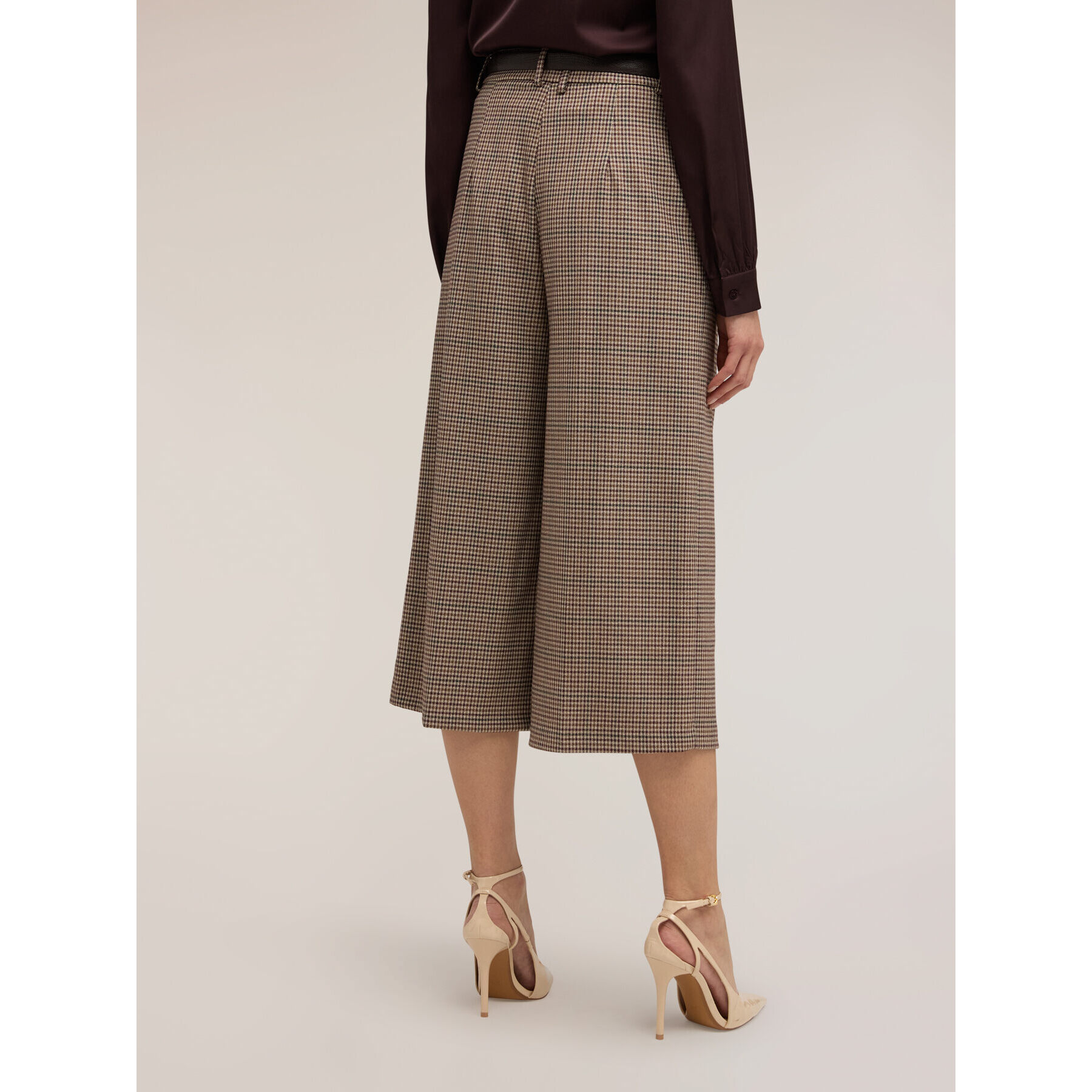 Motivi - Pantaloni cropped in tinto filo fantasia check - Marrone