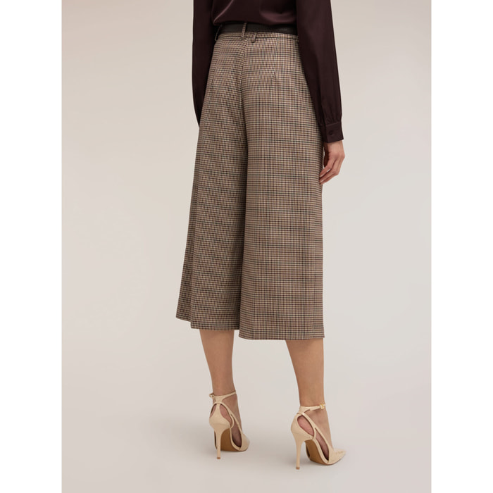 Motivi - Pantaloni cropped in tinto filo fantasia check - Marrone
