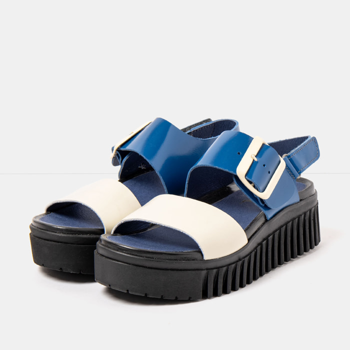 Sandalia de cuña 1578 MULTI ROYAL-CREAM/BRIGHTON color Royal-cream