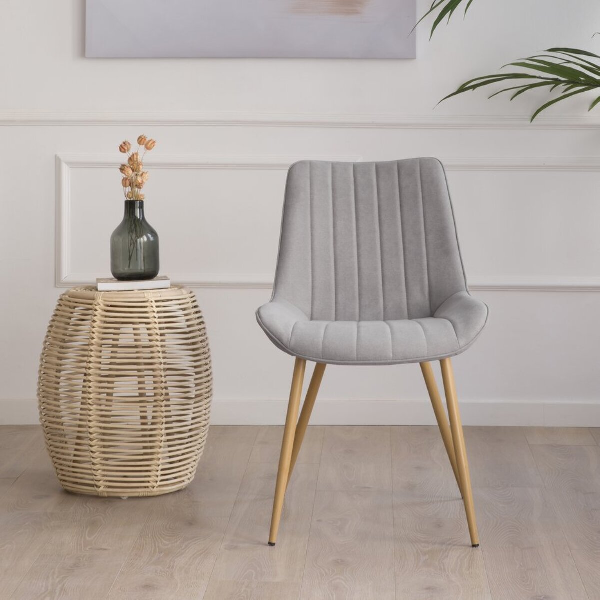 Chaise rembourrée Roma -tapissé-couleur gris 55 x 85 x 61 cm