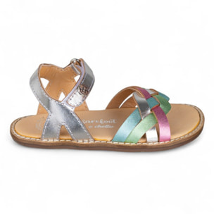 SANDALIA BAREFOOT PIEL CHETTO TRENZADA PLATA