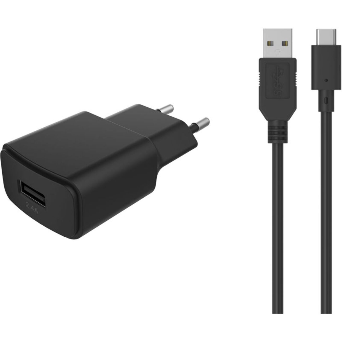 Chargeur + câble ESSENTIELB 12W Smart IC USB-A + Cable USB-C 1M compatible iPhone 17 16 15 Pro Max et Galaxy S25 S24