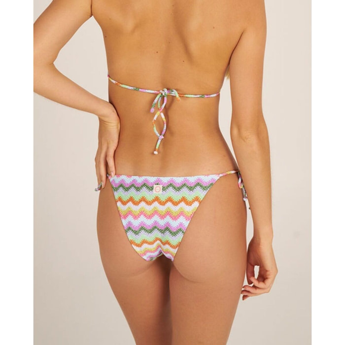 Braga de bikini con lazos y estampado zigzag