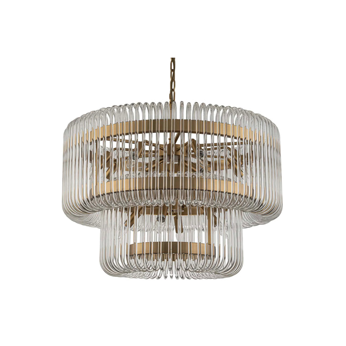 Lampara Techo Cristal Metal Dorado 80x80x70 Cm