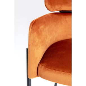 Chaise avec accoudoirs Alexia velours orange Kare Design