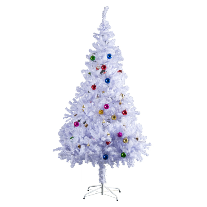 Árbol de Navidad 150cm Artificial Pino con Adornos Decorativos 48 Pcs y Soporte Metálico Color Blanco Árbol Realista para Decoración Navidad