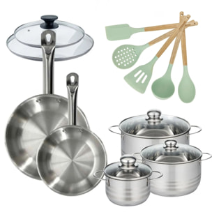 Lot de 2 Poêles et 3 Faitouts Fackelmann Etherna avec 5 ustensiles