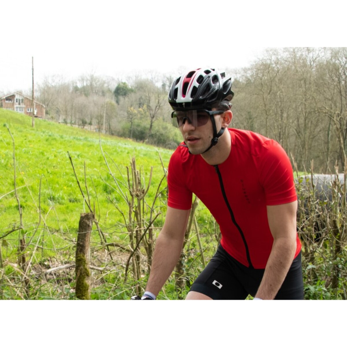 MAILLOT DE CICLISMO MANGA CORTA PARA HOMBRE BLUEBALL EN ROJO CON LOGO NEGRO