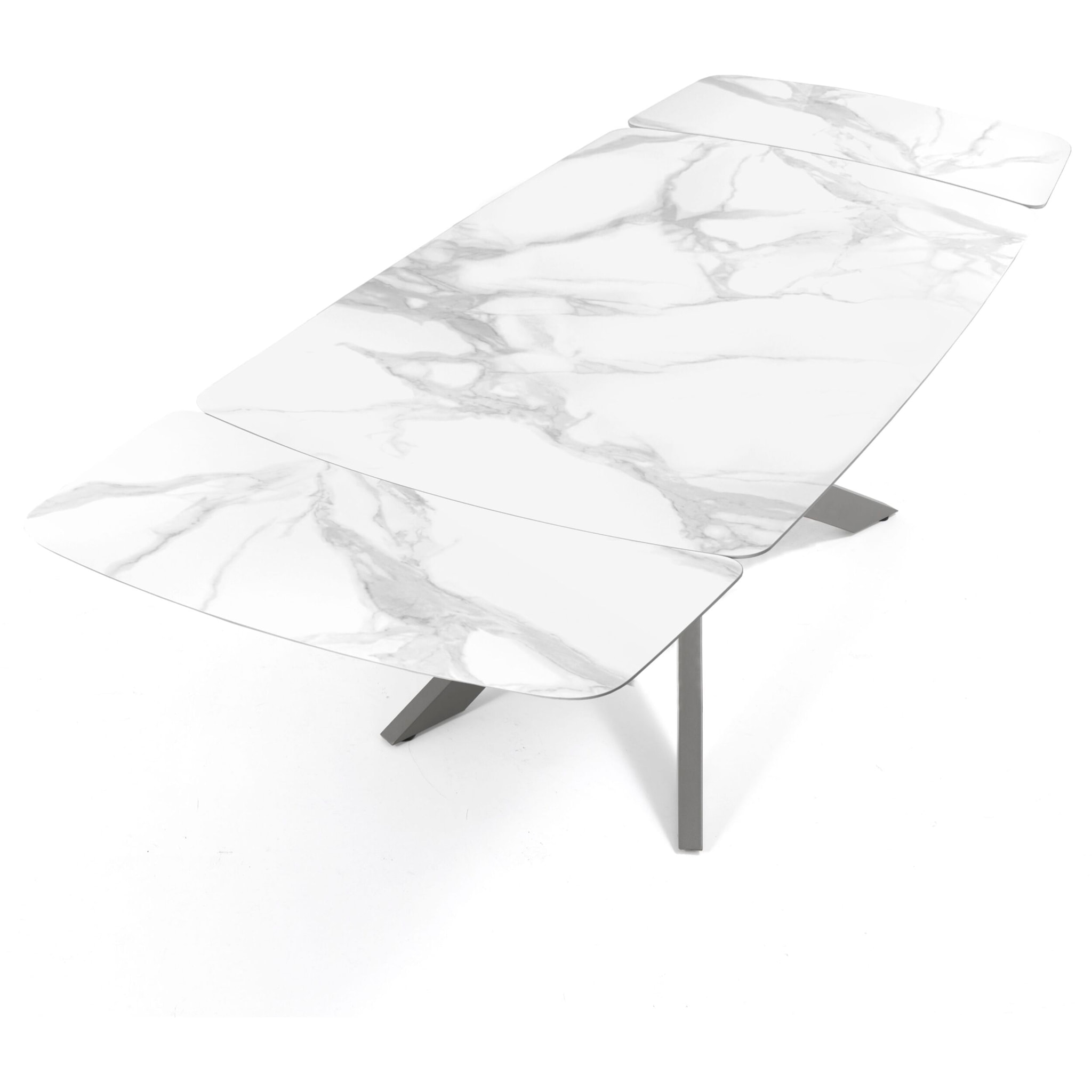 Tomasucci GEMY 160 MARBRE BLANC - PLATINE table ovale extensible