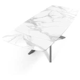 Tomasucci GEMY 160 MARBRE BLANC - PLATINE table ovale extensible