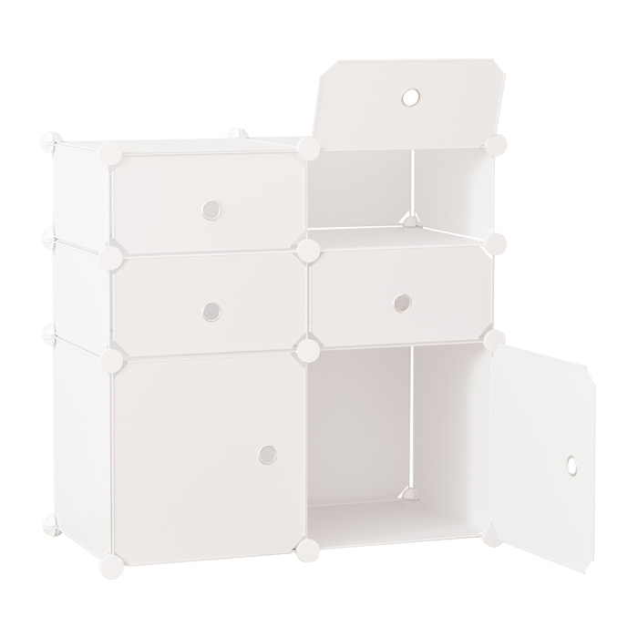 Armario Modular 6 Cubos Ropero Zapatero 75x37x73cm Blanco