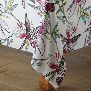 Nappe enduite aux fleurs exotiques - Blanc