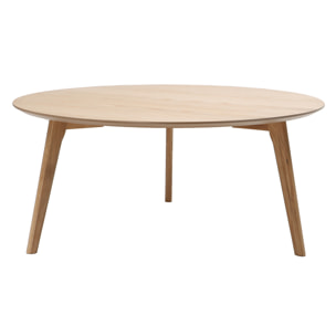Table basse ronde scandinave bois clair chêne D90 cm ORKAD