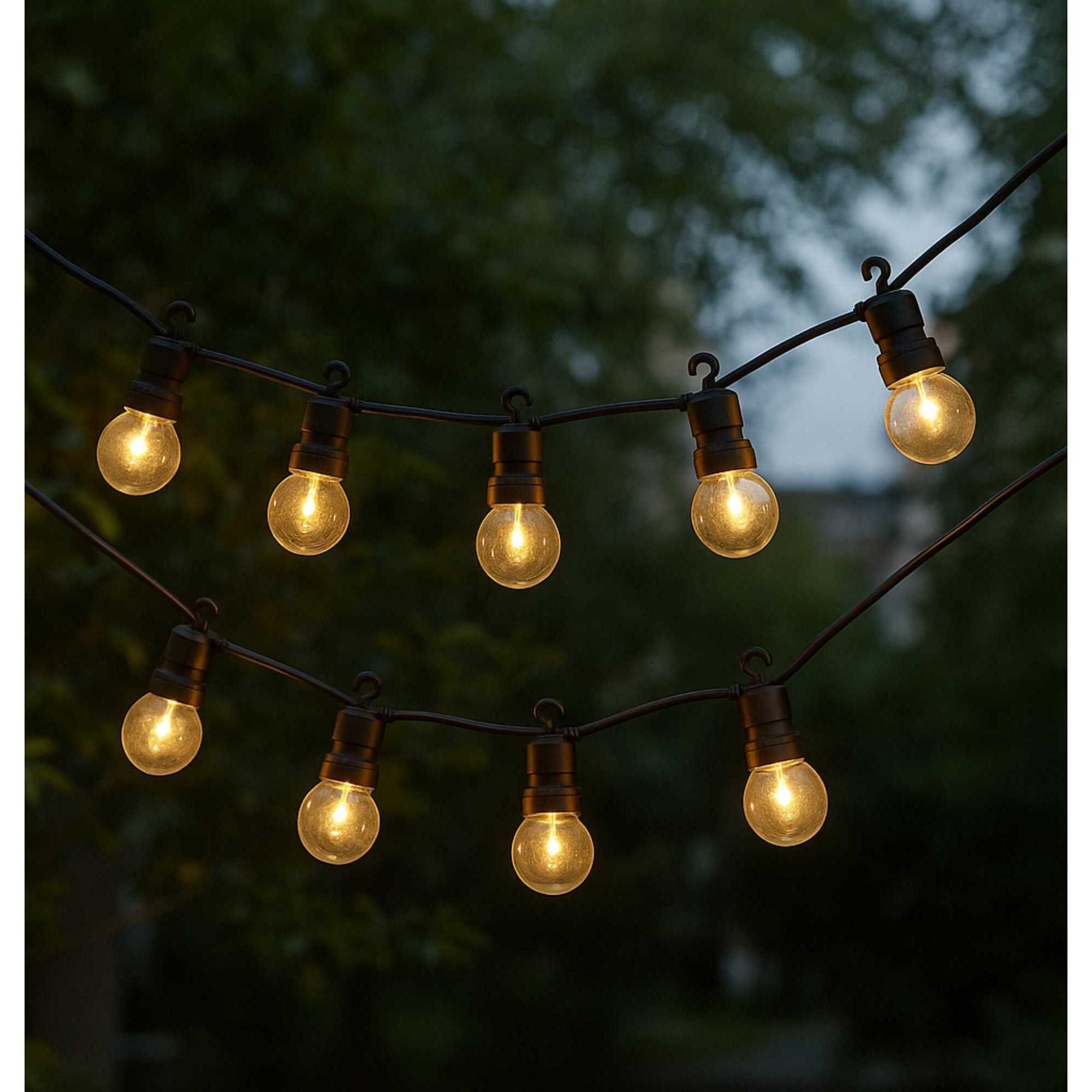 Guirnalda de luces led blancas cálidas para decoración interior, 10 bolas g50 con temporizador y transformador