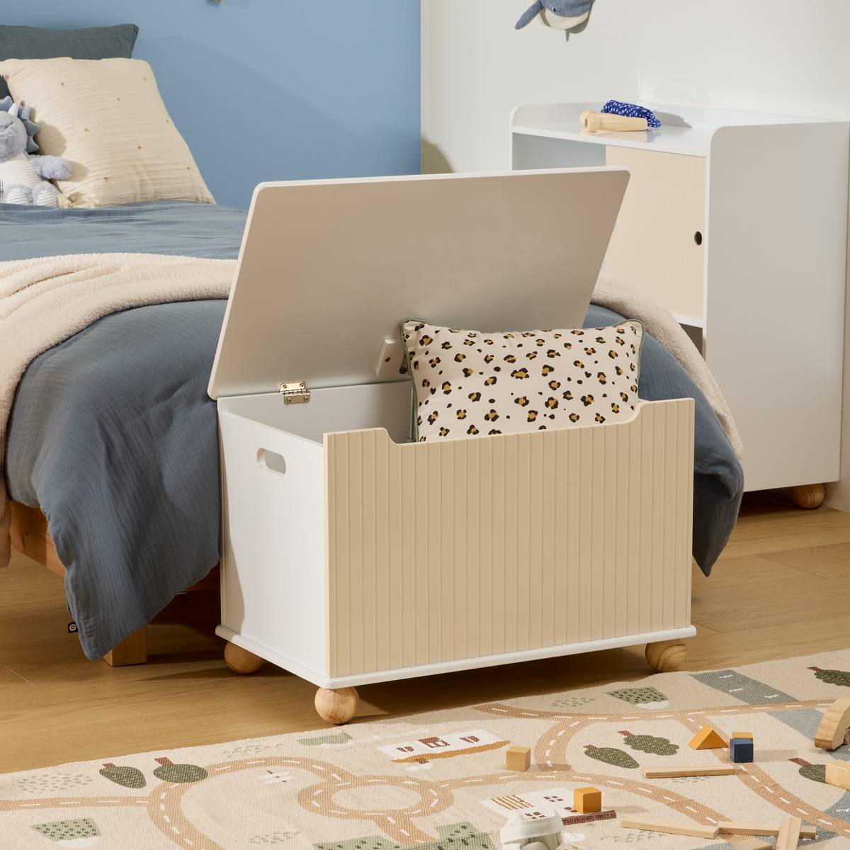 Coffre Fermé Enfant Bouli Beige 60x36x41,5 cm