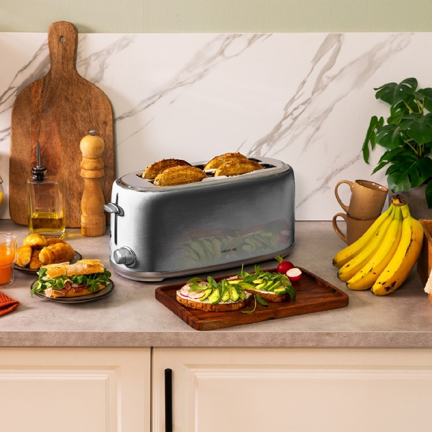 Cecotec Grille-pain vertical Toast&Taste 1600 Retro Double Inox