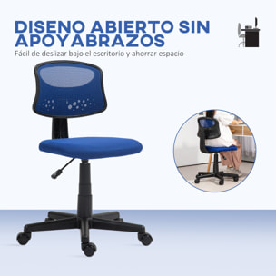 Silla de Oficina sin Brazos Silla de Escritorio Giratoria con Respaldo de Malla Transpirable Altura Ajustable Silla de Despacho Carga 120 kg Azul