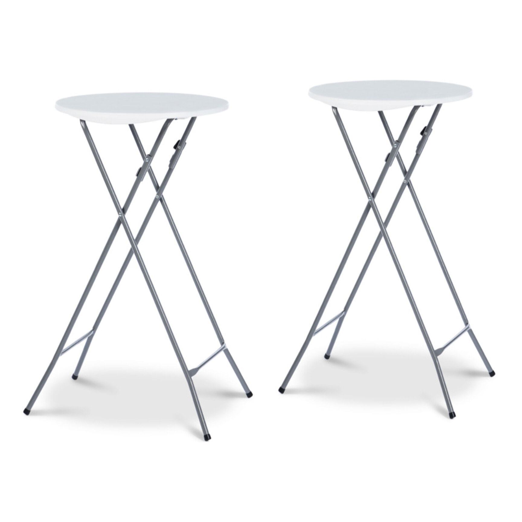Tables hautes de réception pliantes 105cm + housses blanches - lot de 2