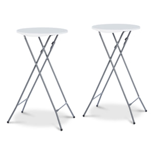Tables hautes de réception pliantes 105cm + housses blanches - lot de 2
