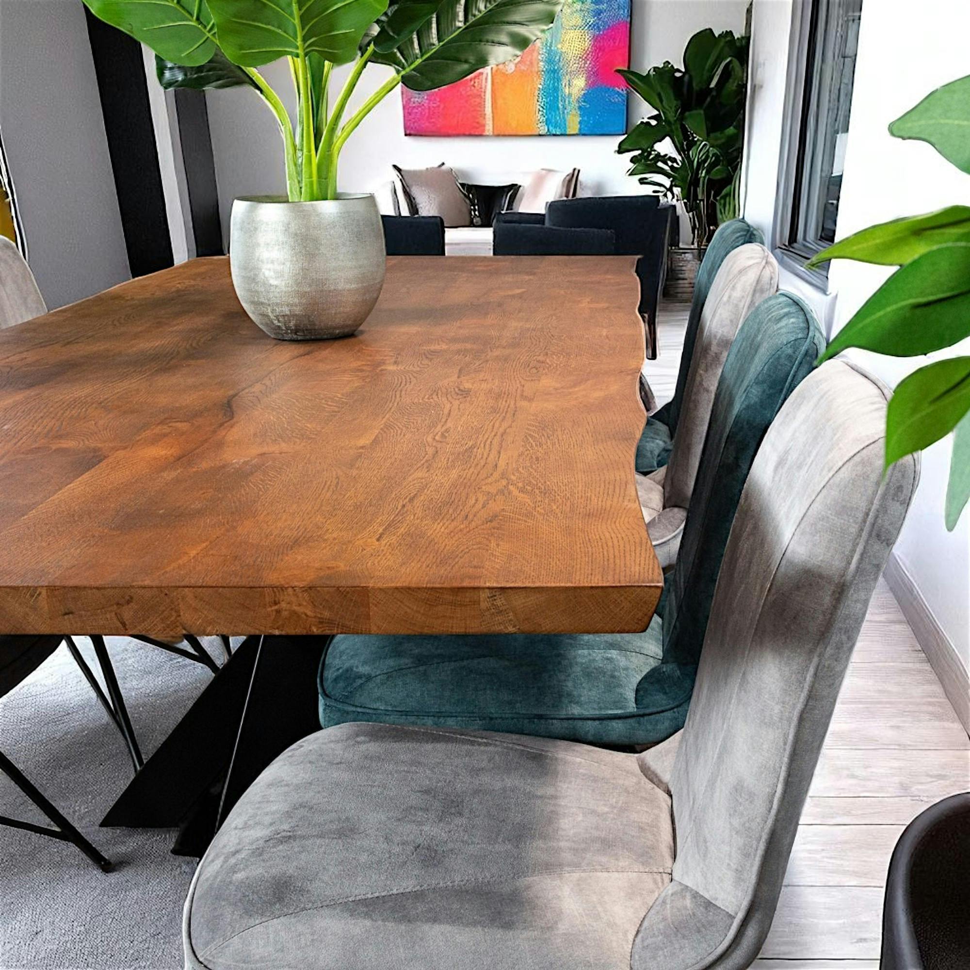 Table en chêne 200 cm bordures naturelles OKA