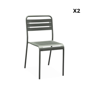 Lot de 2 chaises de jardin acier. 2 places. savane. Amelia. L44 x P52 x H79cm