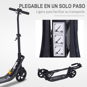 Patinete Plegable Manillar Altura Ajustable para Adultos Niños +14 Años Negro