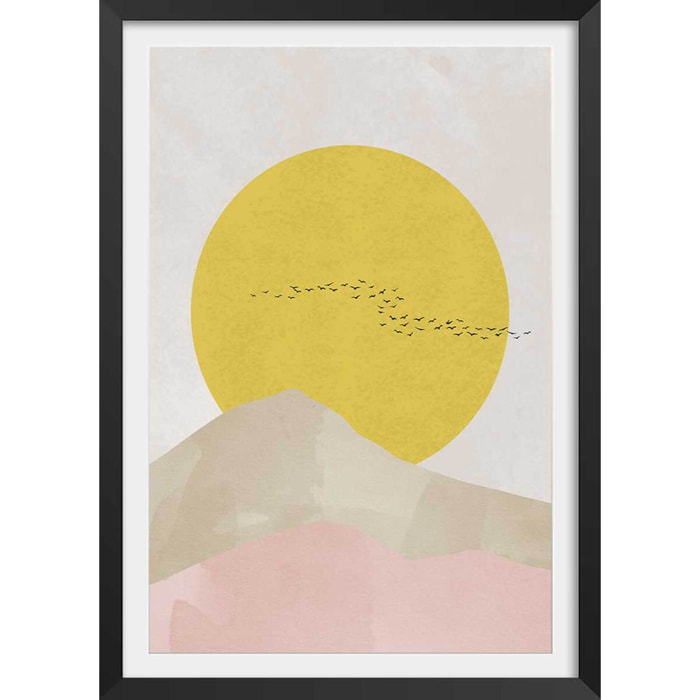 Affiche Envolée au soleil Affiche + cadre en bois - Noir