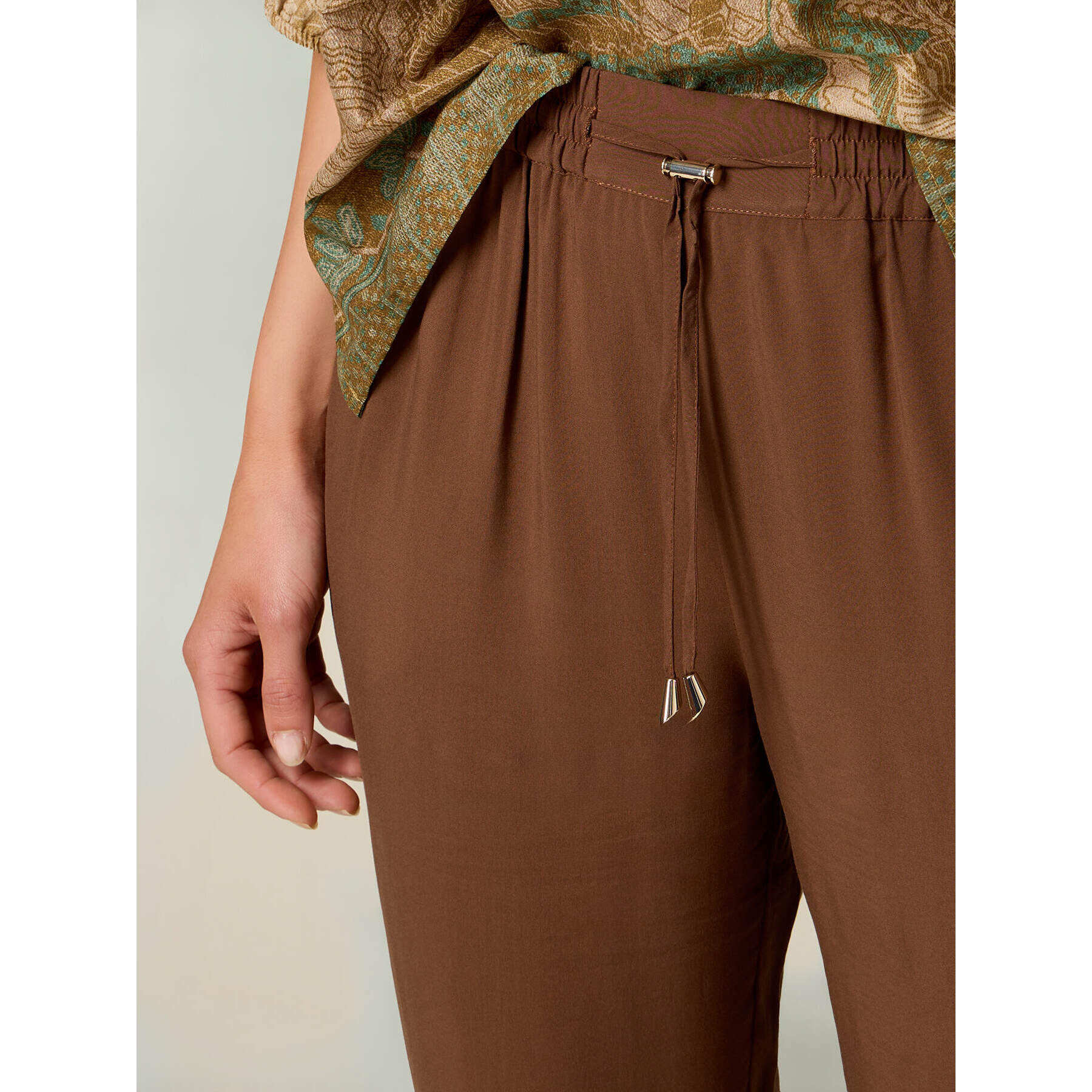 Oltre - Pantaloni joggers in viscosa - Marrone