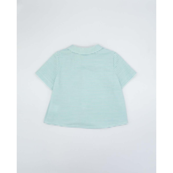 CAMISA MANGA CORTA RAYAS VERDE Y BLANCO