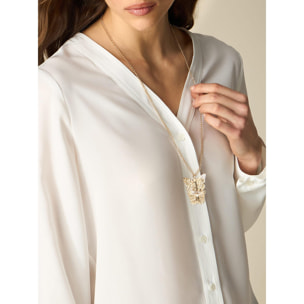 Oltre - Camisa con collar dorado - Blanco