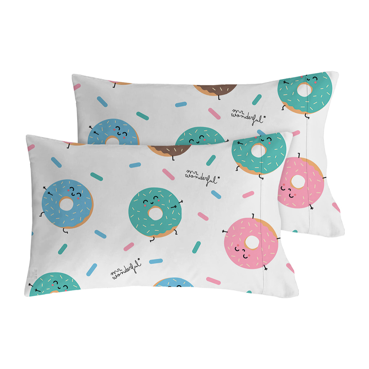 2 Fundas de almohada Mr.Wonderful Rosquillas 50x80 cm - 100% algodón -