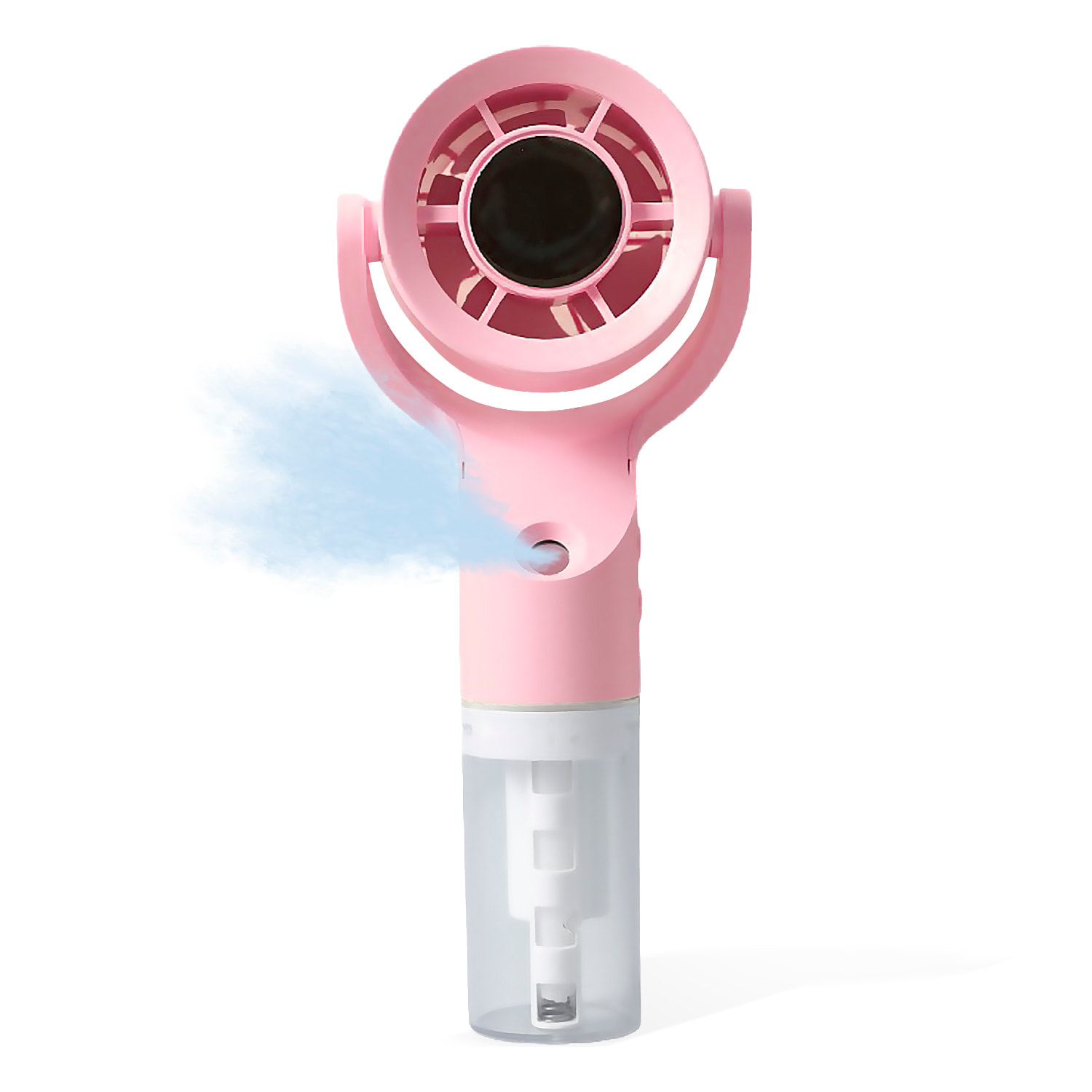 Ventilador portátil FY099 con 3 velocidades, nebulizador y batería recargable de 500 mAh.