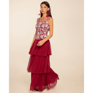 Vestido midi de tirantes con lino