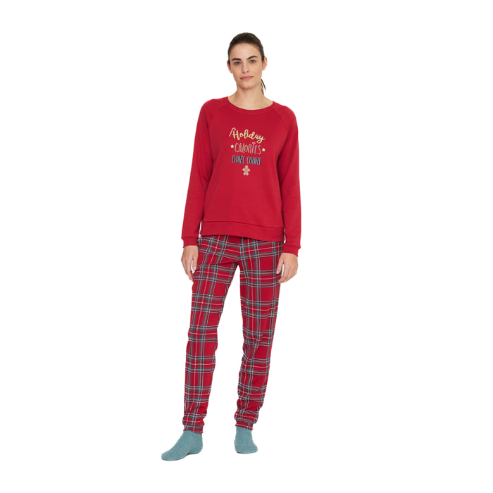 Pigiama donna winter holiday in caldo cotone girocollo Noidinotte