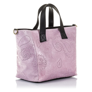 Cassandra Bolso tote Mujer.Piel auténtica Gamuza Grabado Arabesco