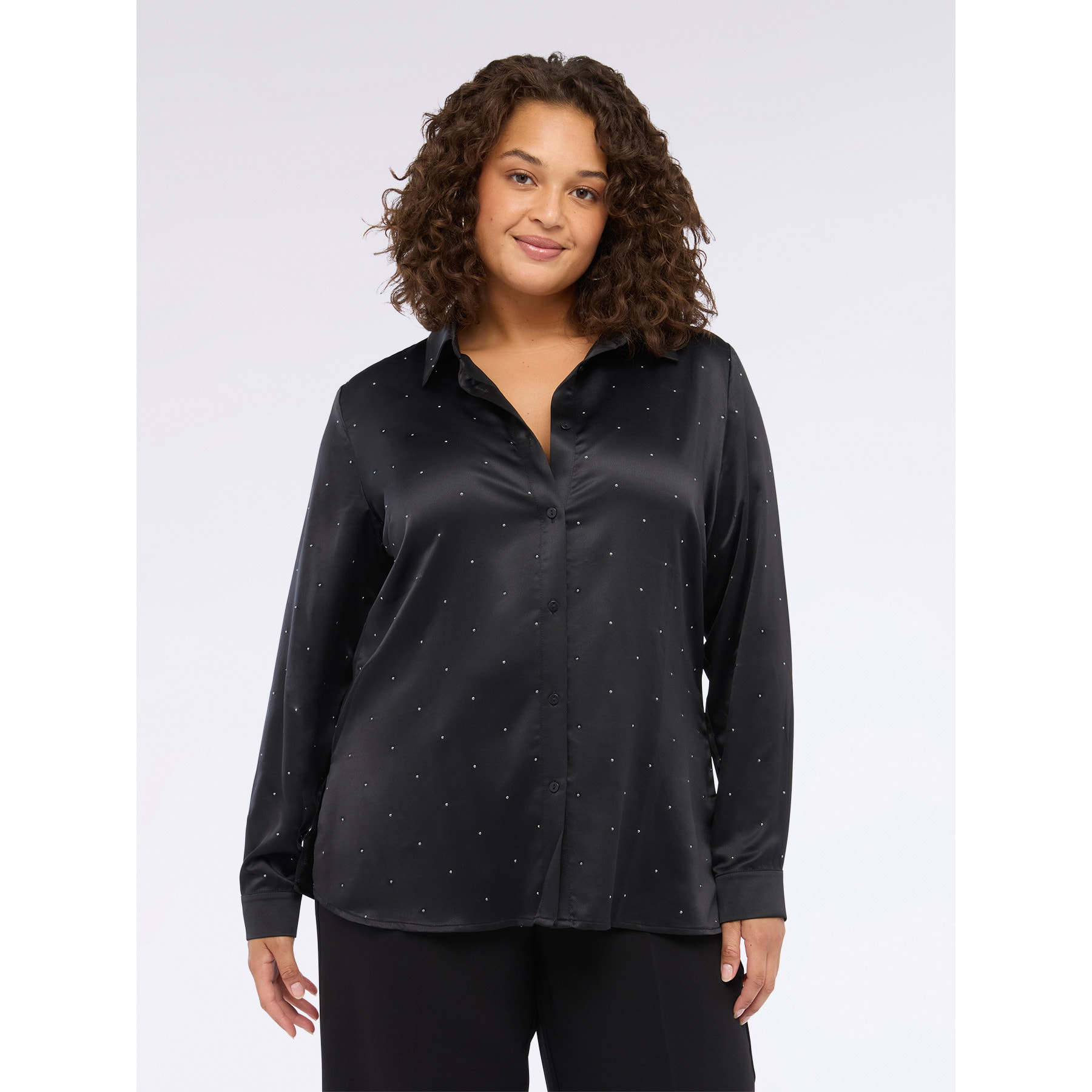 Fiorella Rubino - Camicia in raso con borchiette - Nero