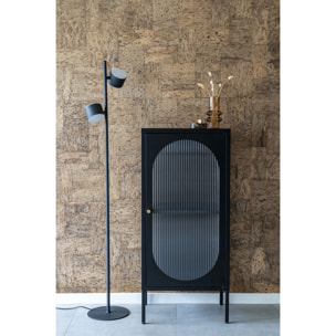 Adelaide Vetrina in Acciaio Nero con Porta in Vetro Rigato