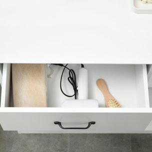 Meuble salle de bain - meuble bas 2 portes étagère tiroir 3 niches - 80x34x81cm - blanc noir