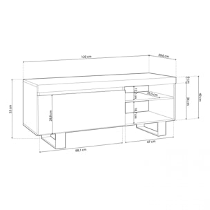 Mueble TV con almacenamiento en roble nude y ceniza 120 cm Ebos UP Roble Nude - Ceniza