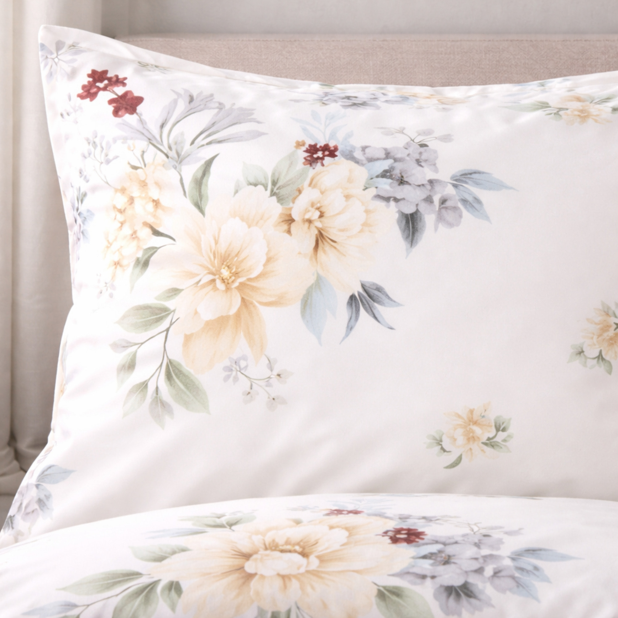 LAURA BIAGIOTTI Completo Letto Matrimoniali in Percalle Stampato Okab_avorio