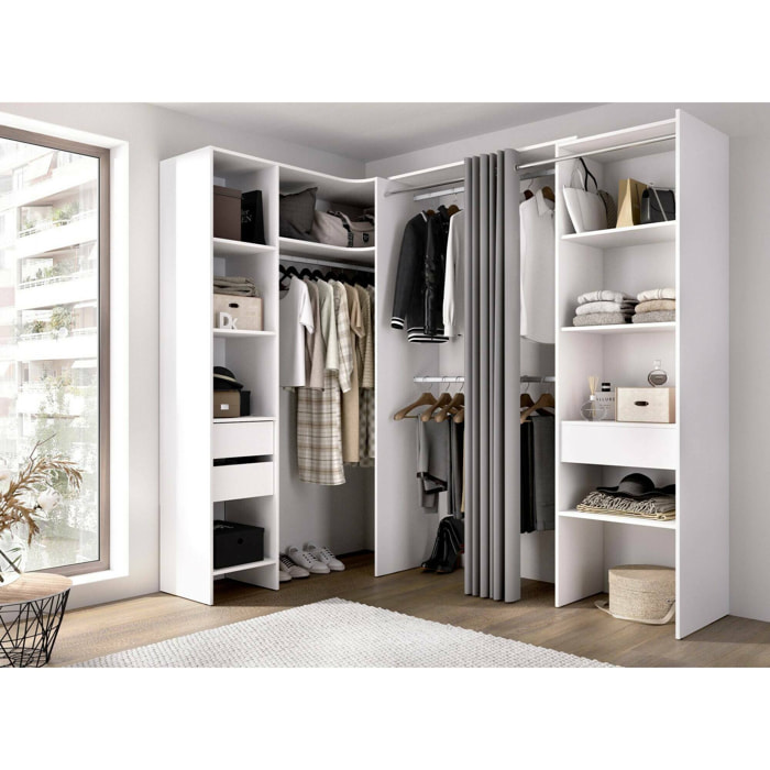 Guardaroba grande Pali, Mobile camera da letto, Cabina armadio portabiti, Armadio appendiabiti, 214x141 h205 cm, Bianco