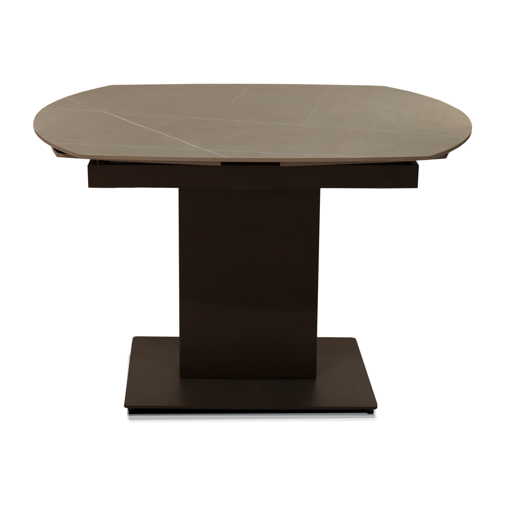 Elegante tavolo allungabile, Alabama, Grigio, top in ceramica, effetto marmo con venature grigie, struttura in metallo antracite