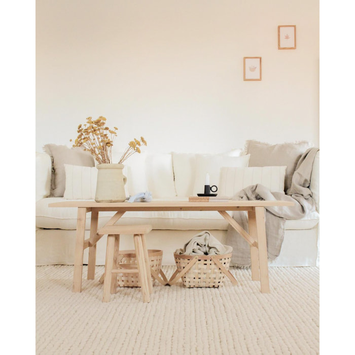 Table basse en bois massif finition naturelle Hauteur: 45 Longueur: 120 Largeur: 50