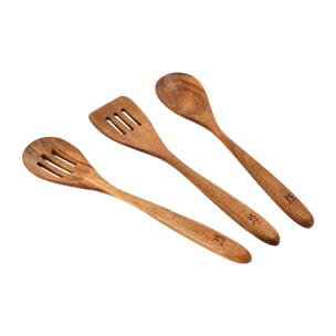 Set 3pc utensilios de cocina madera de acacia compact